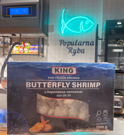 Butterfly shrimp ASC 26/30 100g 10 x 1kg, 20% Glasur