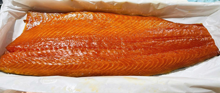 Łosoś Filet Wędzony na Zimno ze Skórą *BIO Irlandia, Vacum, Opk. 3kg BOX