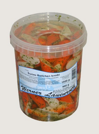 Surimi w zalewie czosnkowej, Surimi tiger prawns in garlic oil, Opk. 6 x 1,5kg