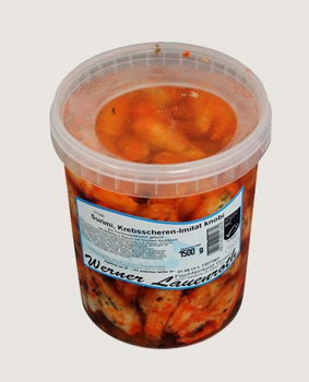 Surimi szczypce kraba w zalewie czosnkowej, Surimi crab clawns in garlic oil, Opk. 6 x 1,5kg