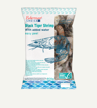 ASC Krewetka Black Tiger 16/20, oczyszczona w pancerzu, IQF 80%, 10 x 800g BOX