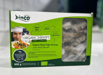 Krewetka Black Tiger Bio 13/15 oczyszczona w pancerzu 800g BOX 8KG