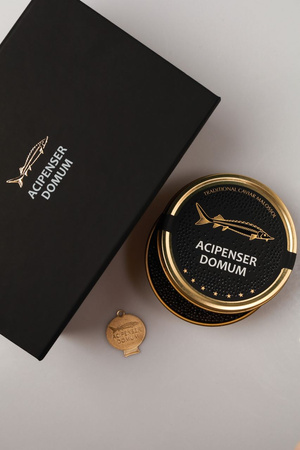 Czarny kawior z jesiotra syberyjskiego Acipenser Domum, 50g.