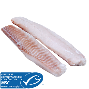 Czarny Dorsz Norweski Polędwica, ze skórą M/H, 800+ 10kg BOX