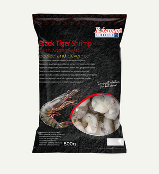 Krewetka Black Tiger 13/15 obrana i oczyszczona, IQF 80%, 10 x 800g BOX