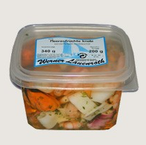 Owoce morza w zalewie czosnkowej, Seafood - mix in garlic oil, Opk. 4 x 340g