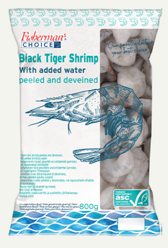 Krewetka Black Tiger 16/20 obrana i oczyszczona ASC IQF 80%, 10 x 800g BOX